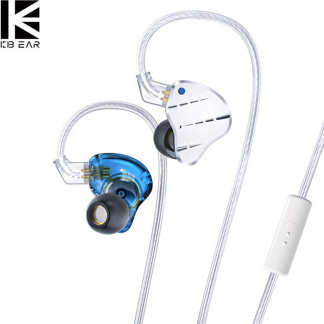 KBEAR KS10 게이밍 이어폰 FPS 1DD 4BA 배그 [1년AS], J096 블루(마이크버전)