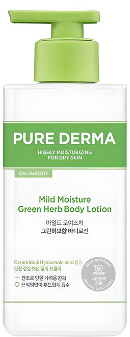 온더바디 퓨어더마 마일드 모이스처 바디로션 그린허브향, 400ml, 1개