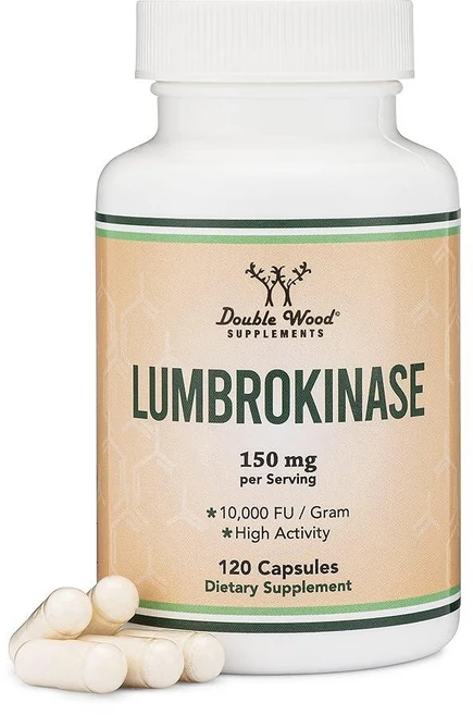 아마존평점4.5+ 미국출고 146357 Double Wood Lumbrokinase 효소 보충제 - 120캡슐 (최대 활성 10 000 FU/그램) 1회 제공량당 150mg (, 10개, 120정 - 쿠팡