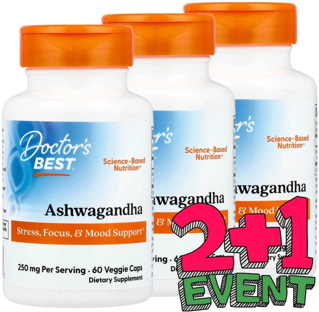 2+1 닥터스베스트 센서릴 함유 아슈와간다 125mg 베지 캡슐 60정, 3개 - 쿠팡