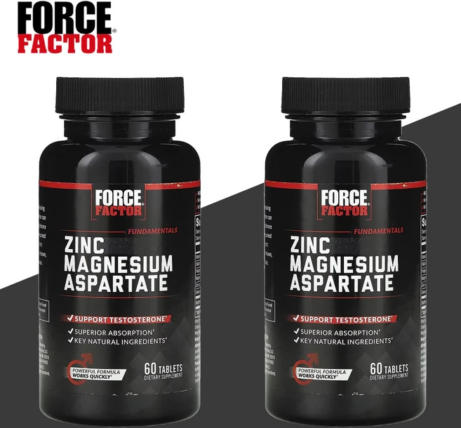 Force Factor Zinc Magnesium Aspartate 60정 2개 - 쿠팡