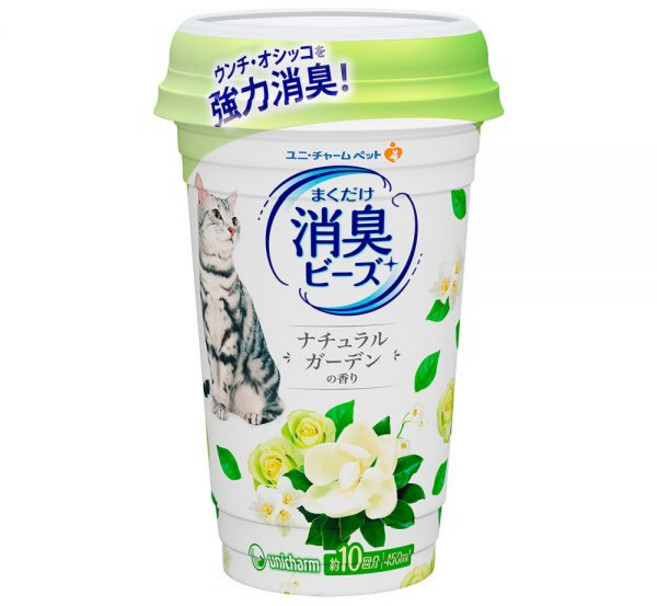 유니참 고양이 뿌려쓰는 비즈 탈취제 네추럴 그린향, 450ml, 1개