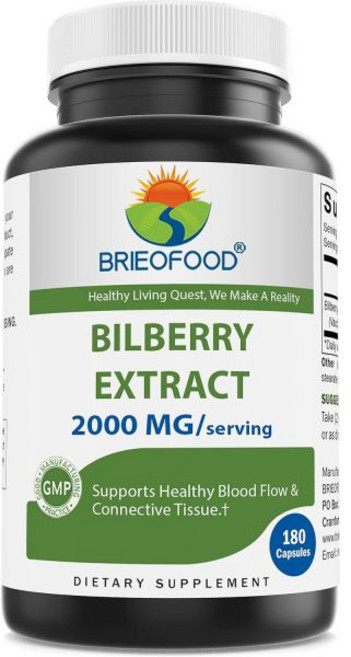 브리오푸드 빌베리 추출물 2000mg 180정 1개, 180 Count (Pack of 1)