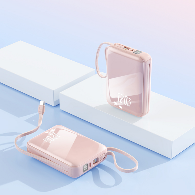 PYHO 30000mah 대용량 보조배터리 120W 고속충전 경량, 핑크색