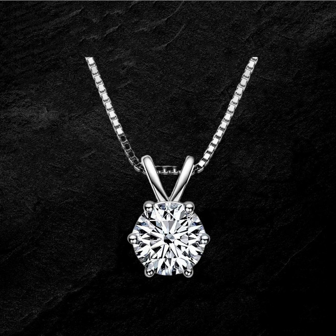 FANSYLI 랩다이아목걸이 1캐럿 6프롱 다이아목걸이 모이사나이트 큐빅 다이아몬드 포인트 펜던트 체인 목걸이 14k 18k 도금 프로포즈목걸이 여자친구생일선물 0518JLL080