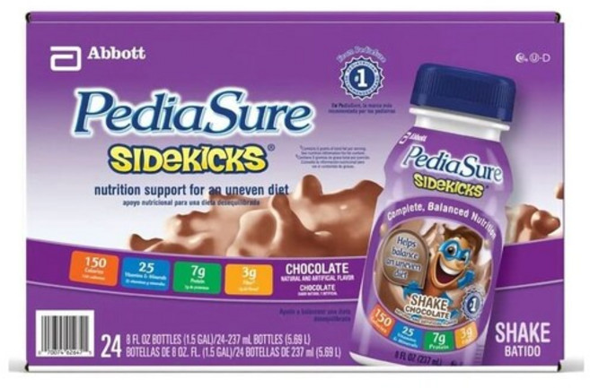 Abbott 페디아슈어 사이드 킥 키즈 영양 쉐이크 초콜릿 237ml x 24팩 Sidekicks