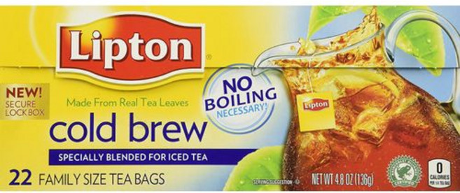 립톤 콜드 브루 패밀리 아이스 티백 홍차 22개입 (3팩) Lipton Cold Brew Family Iced Tea Bags Black tea 22 ct (Pack of 3), 1개