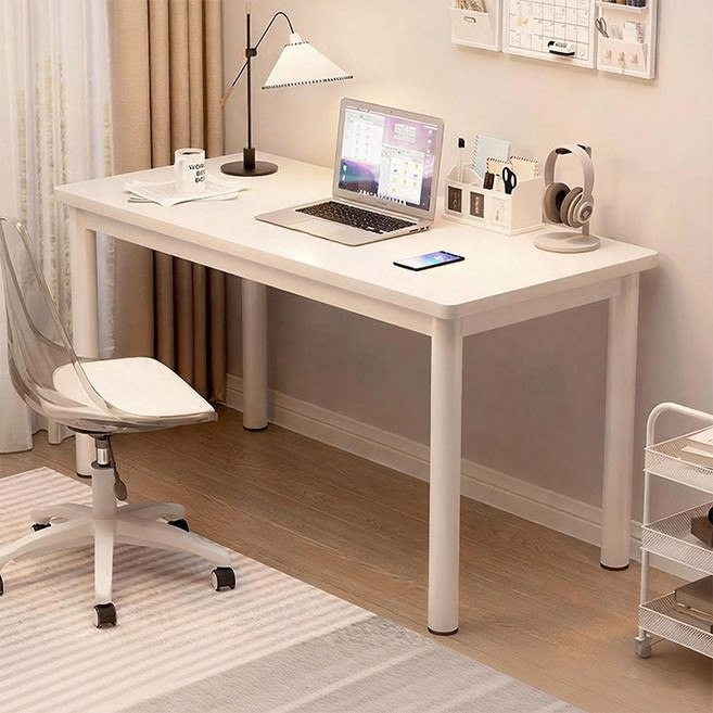 Veralool 다용도 데스크 컴퓨터 1인용 책상 튼튼한 학생 공부 사무용 철제 게이밍 책상 테이블, 화이트