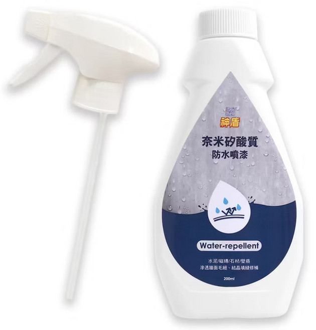 神盾壁癌【SPRAY SEALER 壁癌醫生】DIY防水填縫4件套裝組(防水噴漆x2+修補膏x2), 1個, 奈米矽酸質200mlX2瓶+噴頭