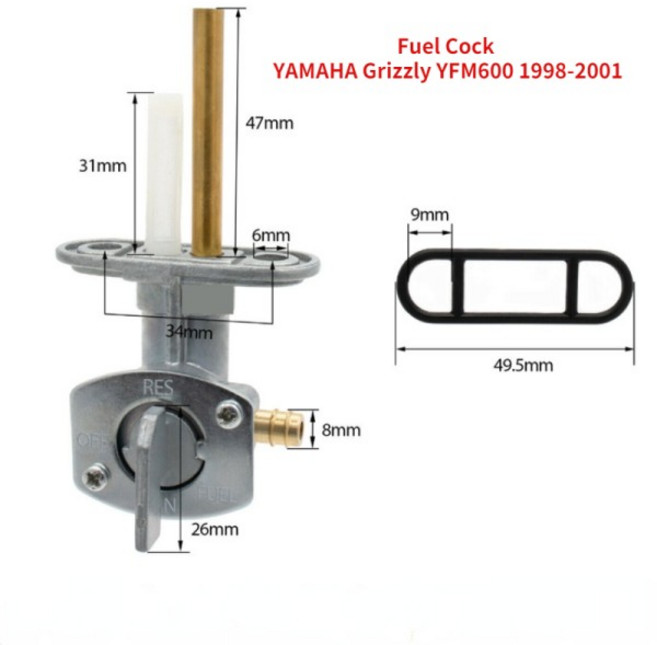 Petcock 진공 YFM600 연료 수도꼭지 탭 밸브 Assy 야마하 호환 호환 Grizzly 600 YFM 98-01 오일 스위치 수