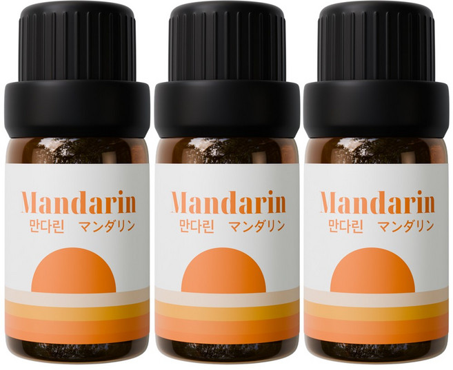 1+1+1 천연 유기농 아로마오일 에센셜오일, 유기농 만다린오일, 10ml, 3개