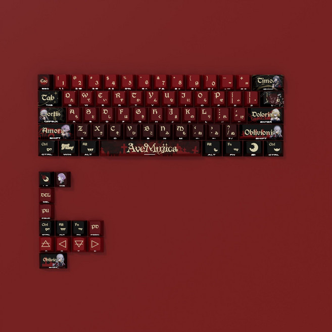 AveMujica 側刻透光 PBT 熱昇華鍵帽 適用於 Wooting 鍵盤, 1個, AveMujica側刻（適配60/68配列）