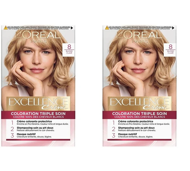 로레알 엑설런스 헤어 컬러 크림 8 라이트 블론드 Hair Color ight Blonde EXCELLENCE, -, 2개 - 쿠팡
