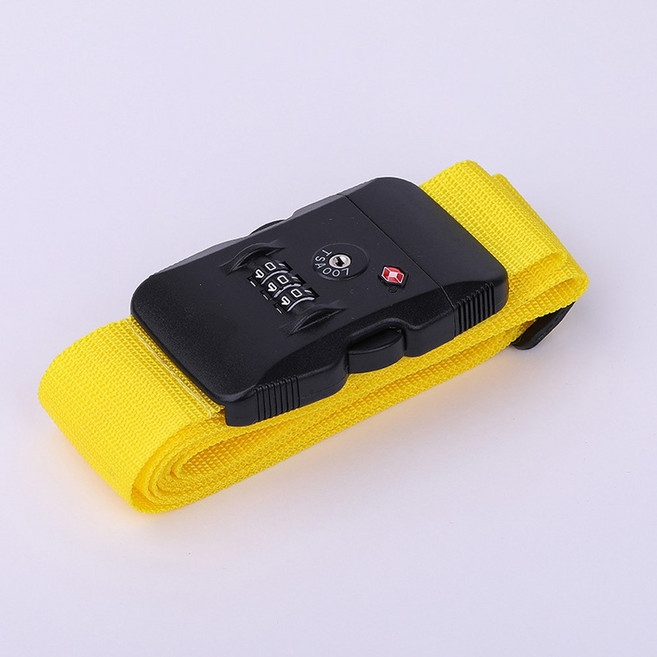 가방 세관 로프 액세서리 크로스 TSA 가능한 수하물 2M 벨트 조정 여행 스트랩 암호 밴드, YELLOW, 1개