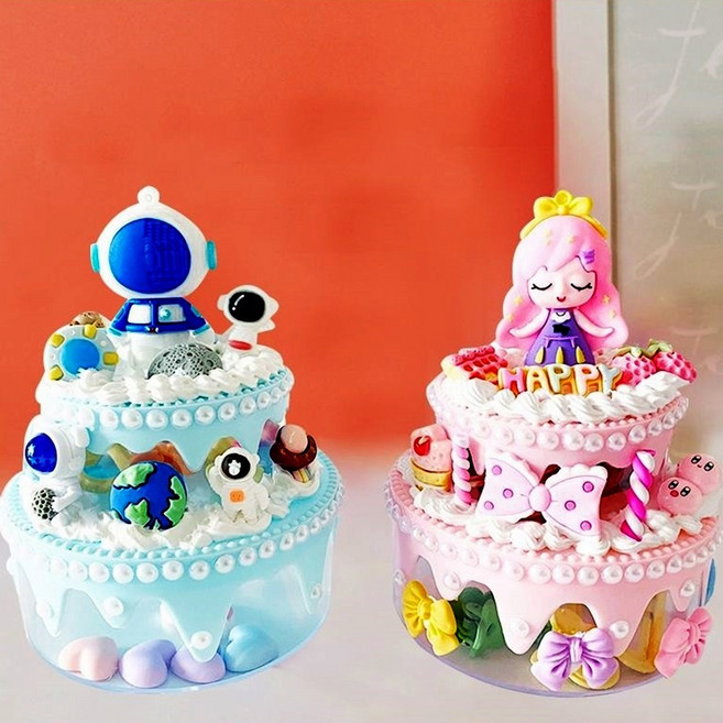 제이스토리 크림클레이2단케이크 크림클레이케이크 다용도케이스 데코덴 파츠 케이스 만들기 DIY 꾸미기 생크림클레이, 크림클레이2단케이크-핑크공주, 1개