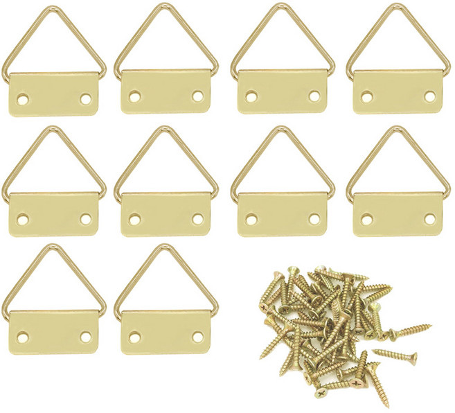 아이베란다 액자걸이 고리 프레임 훅 삼각걸이 24x30mm, 10개, 골드