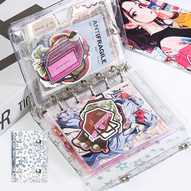 LINJIN 투명 다이어리 꾸미기 스티커북 세트 방수 귀여운 감성 씰스티커 바인더, 투명색, 1개