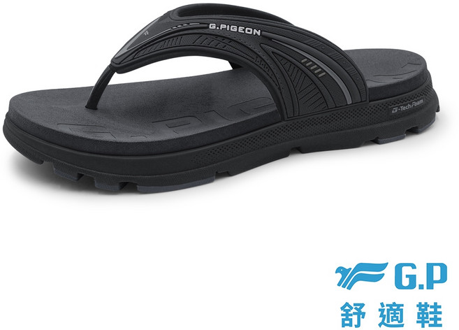 G.P 男款 G-tech Foam 舒適高彈人字拖鞋, G6-黑色,39