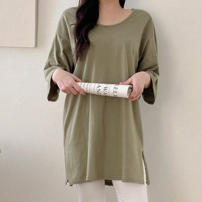 빈 루즈핏 트임 박스티 4color / 레이어드 굿 티셔츠 / 빅사이즈 44~88 / 사계절 코디필수