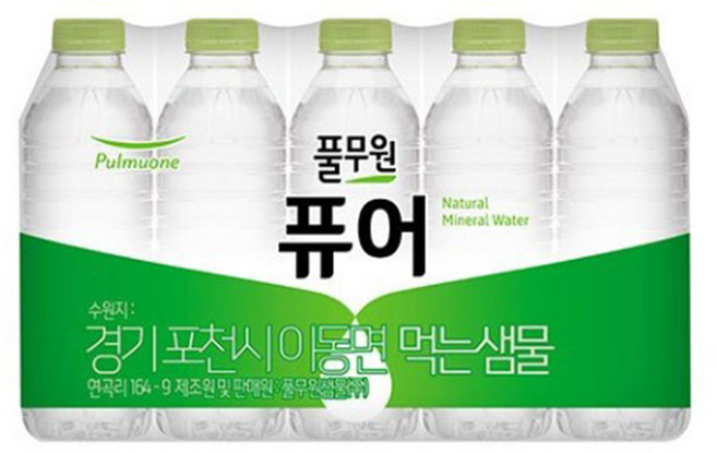 [풀무원샘물] 무라벨 퓨어 생수, 330ml, 100개