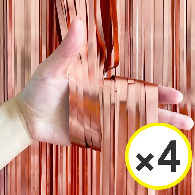 생일파티 용품 파티커튼 42컬러 홀로그램/새틴 무광/파스텔/샤이니 포토존 소품 은박 수술 가랜드 커튼 [에브리띵스마일], 새틴 로즈골드, 4개