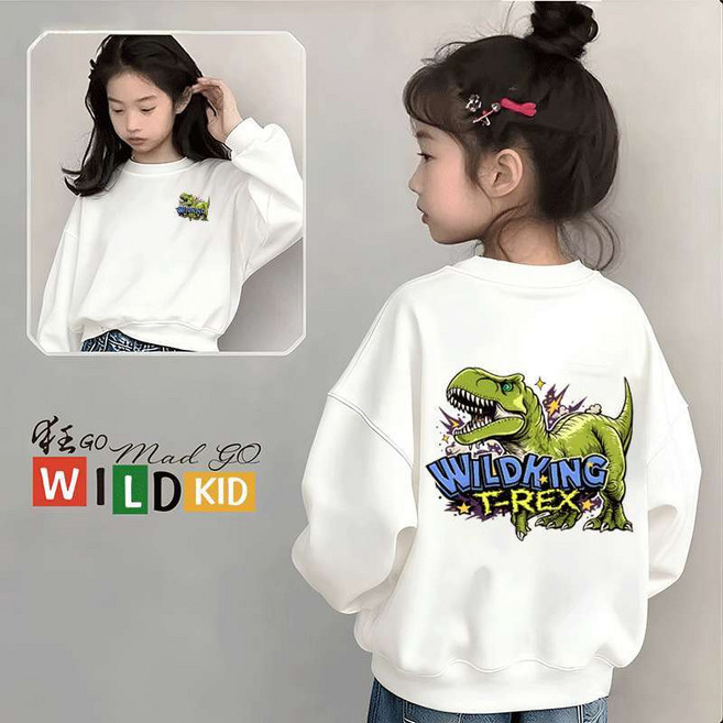 狂小孩 WILD KID 兒童韓版恐龍圖案大學T 長袖上衣