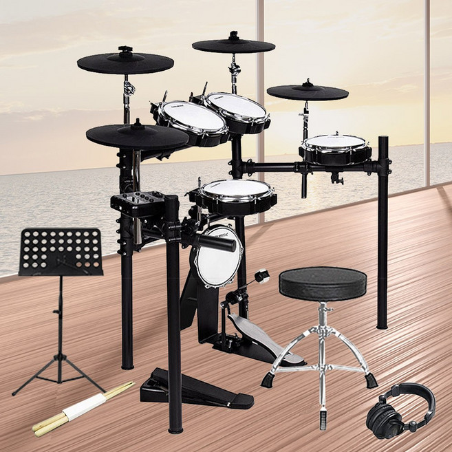 SONGLIM 올메쉬 전자드럼세트(의자 드럼스틱등) 가정용 입문용 연습용, 1, 옵션2, 1개