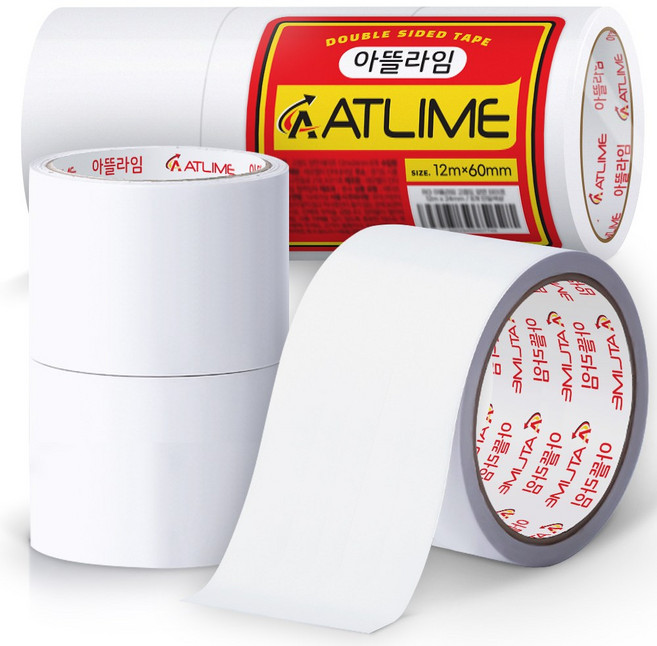아뜰라임 자국없는 고점도 반투명 양면 테이프 12m x 60mm, 3개