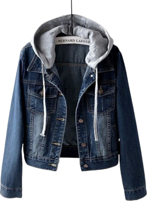 여성용 캐주얼 워싱 청자켓 슬림핏 후드 데님 코트 숏 점퍼