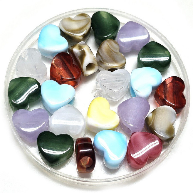 All 구멍큰비즈 호마이카 큰구멍비즈 한팩 모양선택, 하트 (30개)