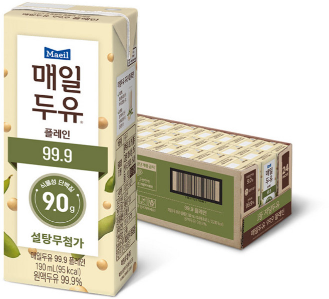 매일두유 190ml5종 택1 (99.89 오리지널 초콜릿 검은콩 고단백)/저당/설탕무첨가/무료배송, 96개, 190ml