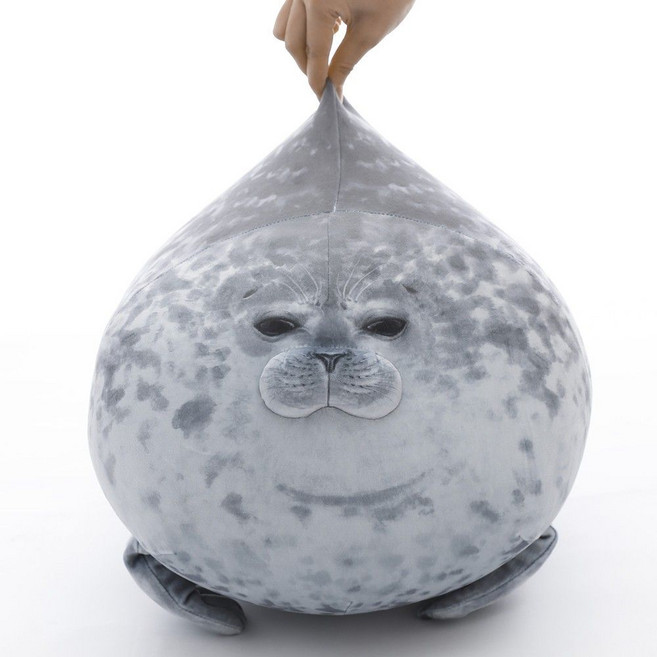 하프 물범 인형 대형 물개 쿠션 베개 폭신 모찌 선물용, 20cm, 2. 짙은 회색 눈 뜬 물개
