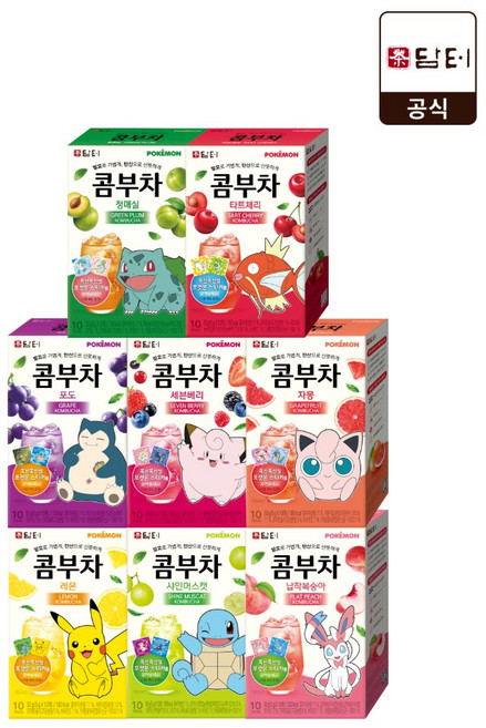 담터 포켓몬 콤부차 10T X 8종 혼합 (80T), 1세트, 80개입, 5g
