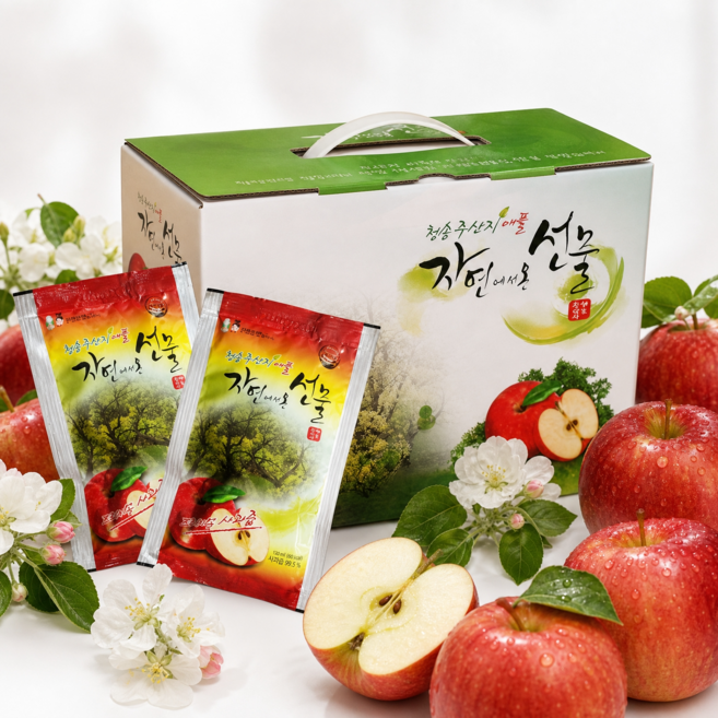 청송 사과 100% 그대로 착즙한 사과즙 (무료배송), 100ml, 100개