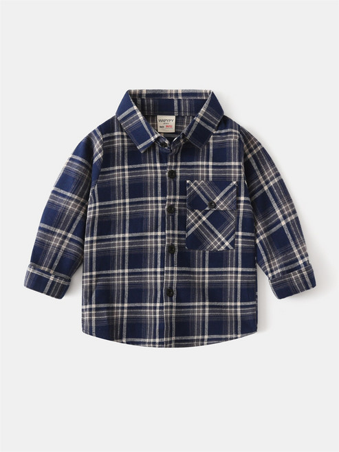 아동 남아 여아 포켓 체크셔츠