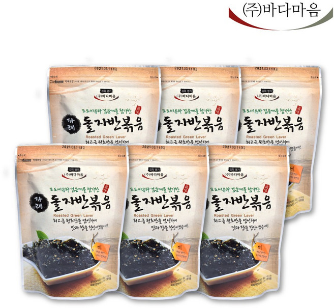 바다마음 돌자반 볶음 40g 60g 6봉, 6개, 파래돌자반볶음 60g