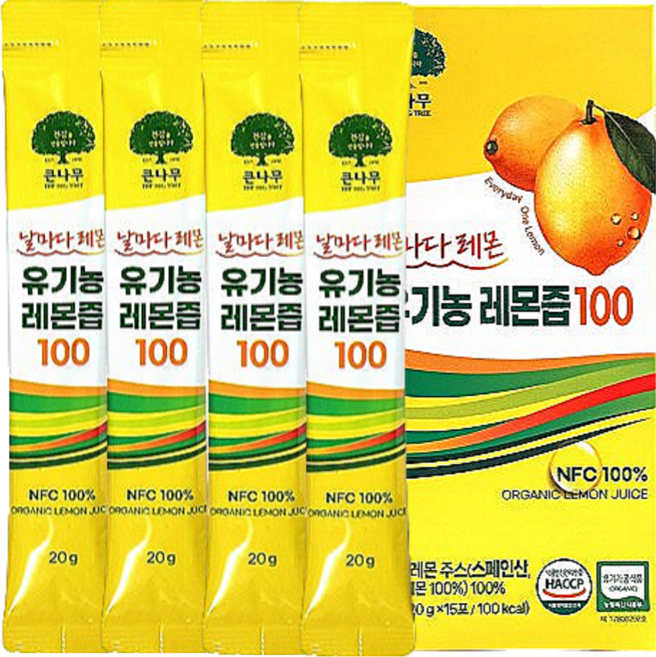 레몬즙 원액 스틱 레몬 식약청인정 HACCP, 2개, 300g