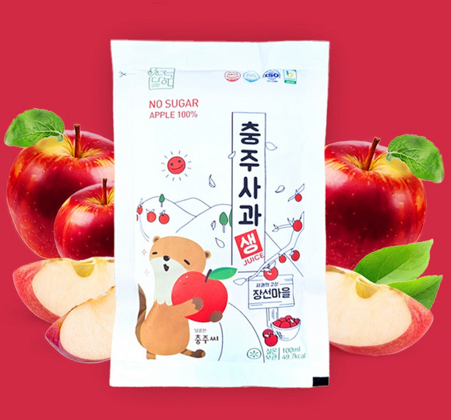 [초록다한/그레오] 100% NFC 착즙 충주사과생주스, 1, 100ml