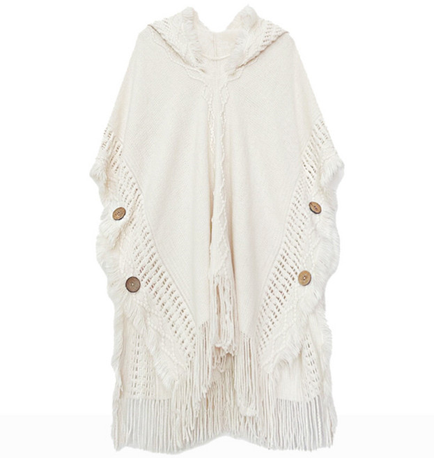 아이엠몽 여성용 캠핑 감성 보헤미안 후드 숄 스웨터 망토 베이툰