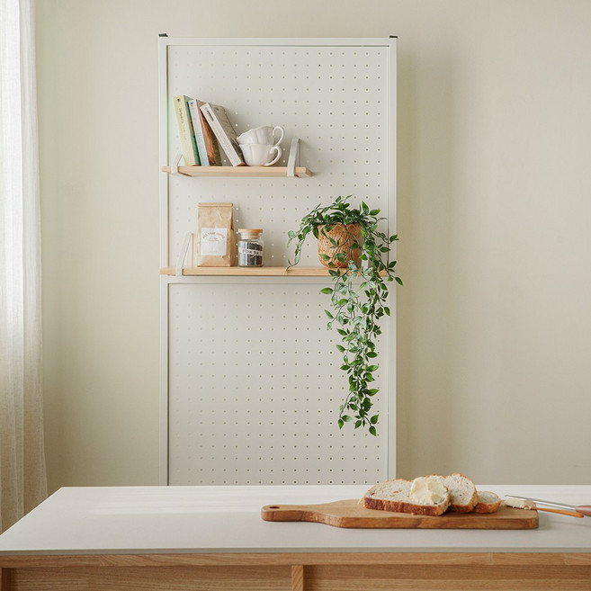 레트로하우스 틴우드 타공판 철제파티션 600 스탠드 고객직접설치, 화이트