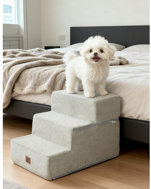 EHEYCIGA 직각형 강아지 계단 논슬립 소형견 중형견용 애견계단, 1개, 연회색