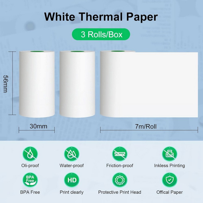 PERIPAGE 미니 프린터 용지 PERIPAGE A6 프린터 용 접착 감열지 반투명 스티커 방수 내유성 BPA 박스형