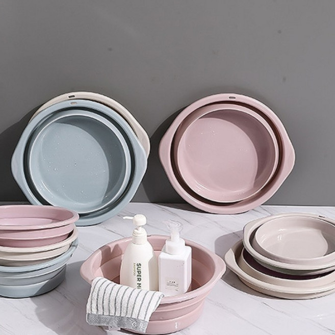 접이식 대야 고무다라이 세수대야 세숫대야 소 31cm 중 35cm 대 40cm, 블루 중 (35Cm), 1개