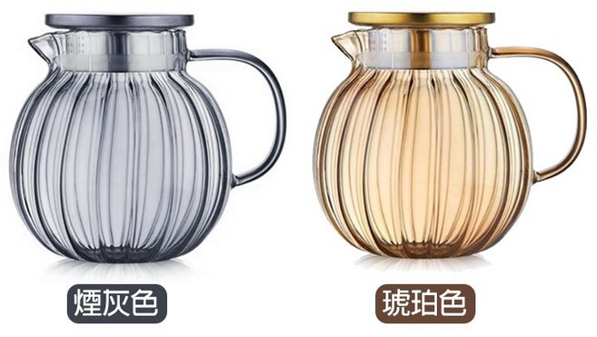 AWANA 耐熱玻璃南瓜壺 1200ml 琥珀色 煙灰色 茶水壺, 1個