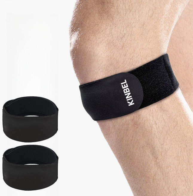 킨벨 고탄력 저자극 슬개골 슬개건 무릎보호대, 블랙, 2개