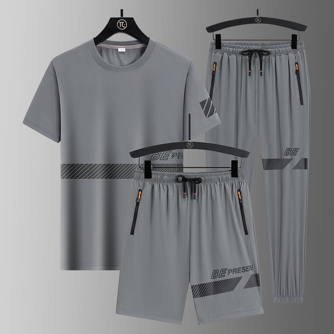 ANYOU 남성 여름 레포츠 3종 세트 반바지+반팔+바지 세트