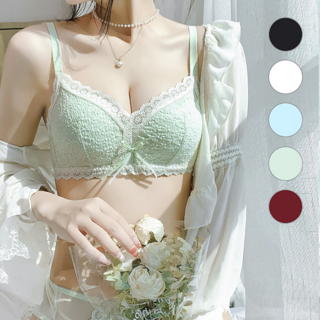 진우 마카롱 파스텔 브라 팬티 세트 요일별 컬러 노와이어 무봉제 편한 속옷 캔디컬러