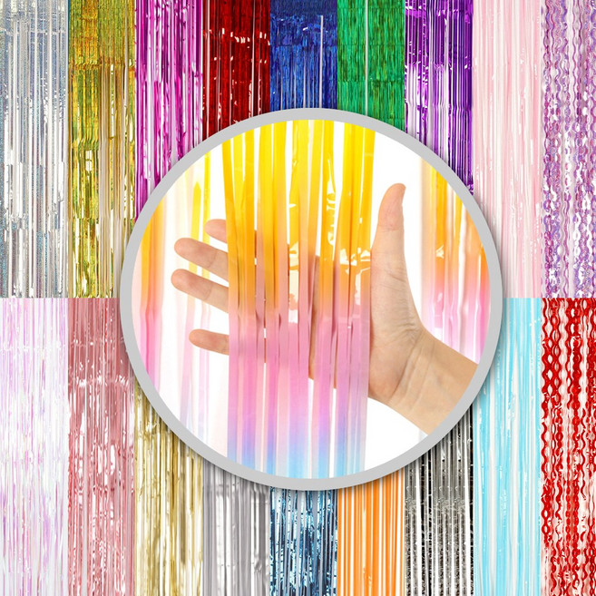 파티짱 파티 커튼 장식 포토존 배경 홀로그램 매트 메탈릭 파스텔, 파티커튼 (화이트), 1개