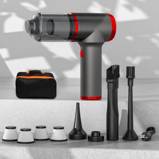 차량용 무선 청소기 핸디 소형 강력 에어 핸드 캠핑 흡입력 초강력 휴대용 미니 에어건, [03] Black 4hapa bag, 3) Black 4hapa bag, 3) Black 4hapa bag