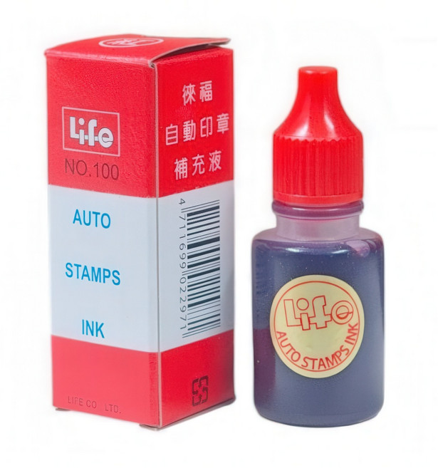 Life 徠福 新力牌 shiny 連續印章專用油 原子印油 W401, 1個, 原子印油 10cc 紅色, 紅色 10cc
